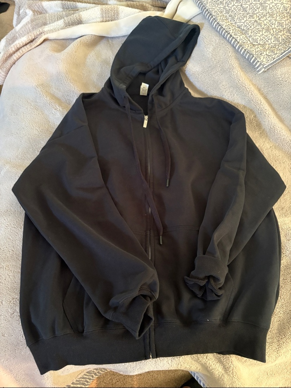 Amazon Men's Black Full-Zip Hoodie with Drawstring Hood
